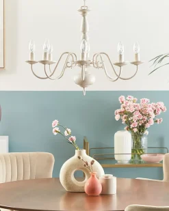 Sale Beliani Lampadario BRITHON Metallo Bianco Bianco Oro