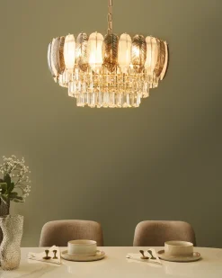 Best Beliani Lampadario CANAGUA Vetro Ottone Ottone Trasparente