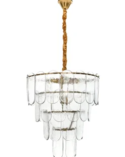 Hot Beliani Lampadario CARAVELI Vetro Ottone Ottone Trasparente