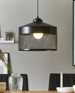 Outlet Beliani Lampadario CARDENER Metallo Nero Trasparente Nero