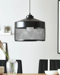 Outlet Beliani Lampadario CARDENER Metallo Nero Trasparente Nero