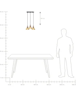 New Beliani Lampadario CASTALY Metallo Ottone Ottone Nero