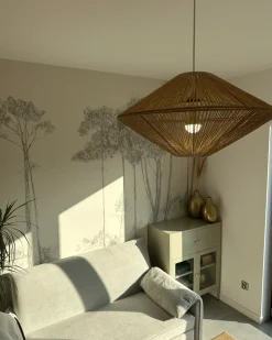Outlet Beliani Lampadario CAVES Corda di carta Naturale Bianco Naturale