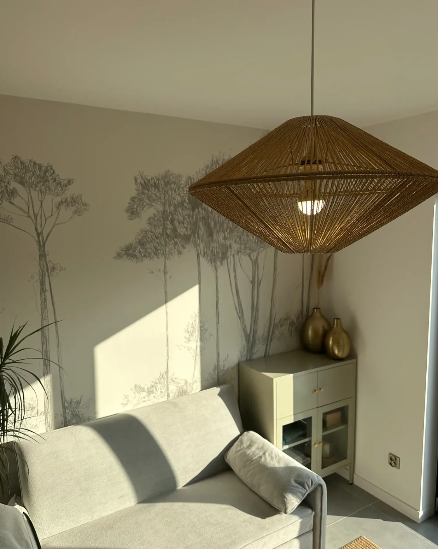 Outlet Beliani Lampadario CAVES Corda di carta Naturale Bianco Naturale