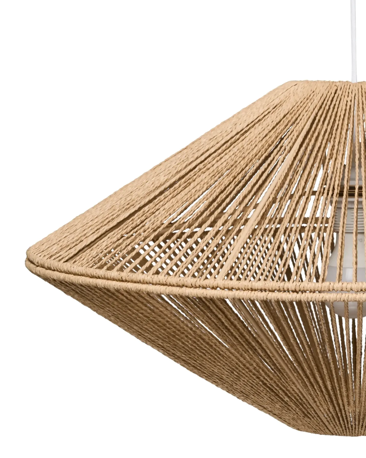 Outlet Beliani Lampadario CAVES Corda di carta Naturale Bianco Naturale