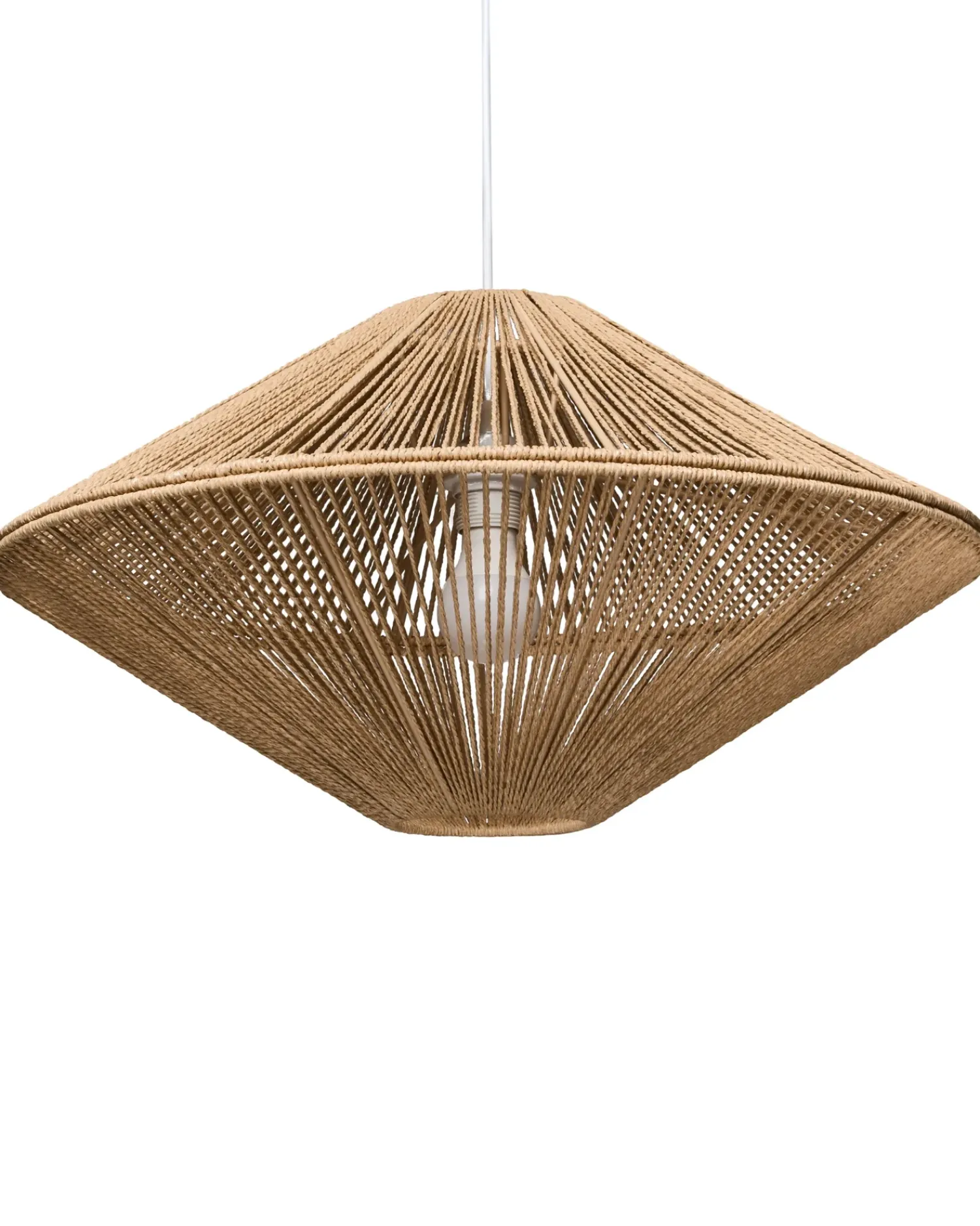 Outlet Beliani Lampadario CAVES Corda di carta Naturale Bianco Naturale