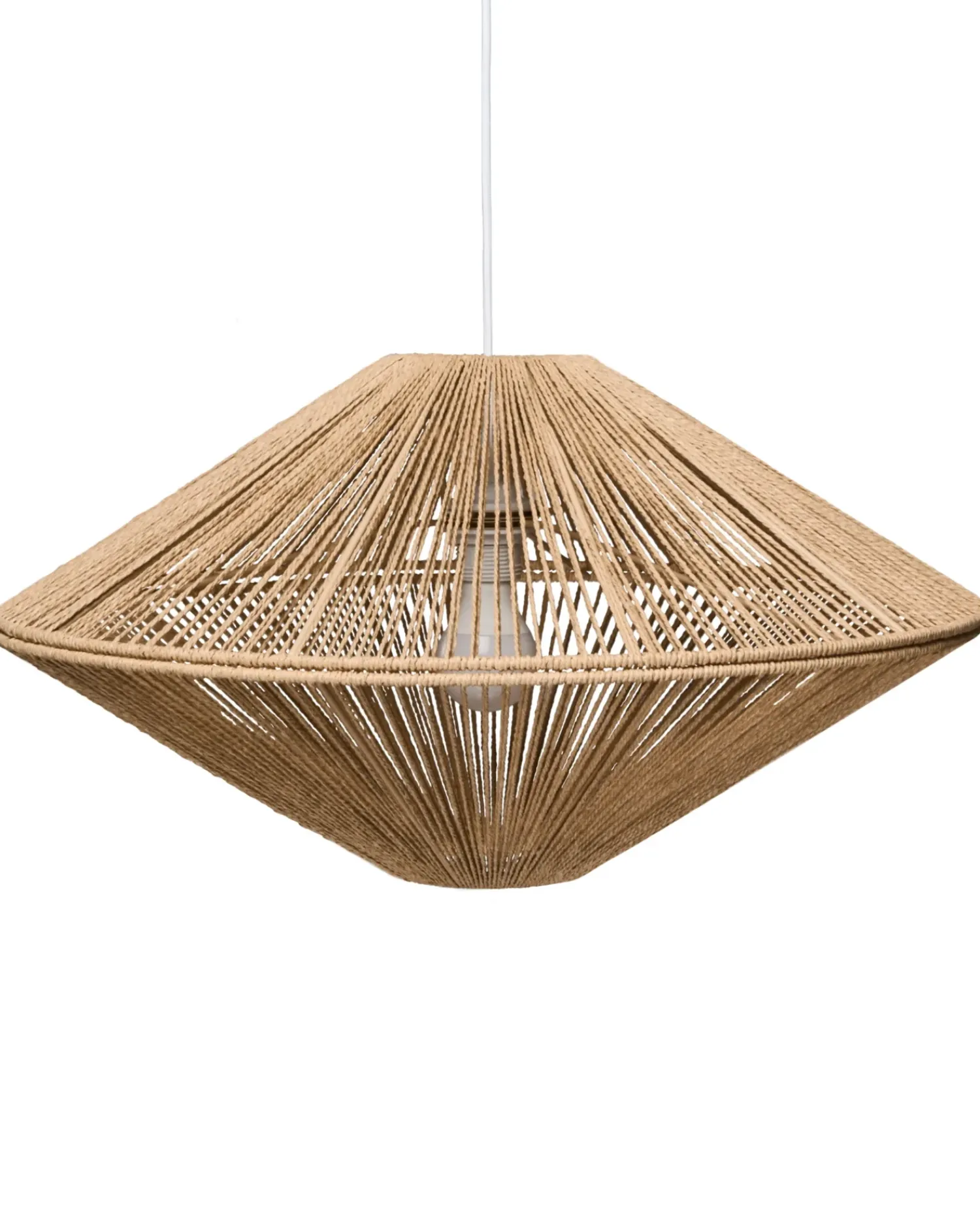 Outlet Beliani Lampadario CAVES Corda di carta Naturale Bianco Naturale
