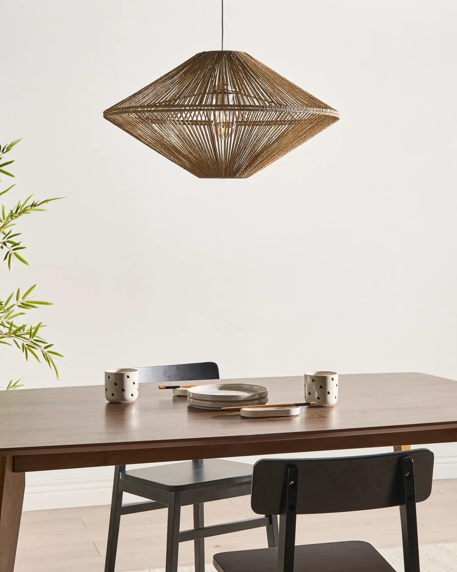 Outlet Beliani Lampadario CAVES Corda di carta Naturale Bianco Naturale