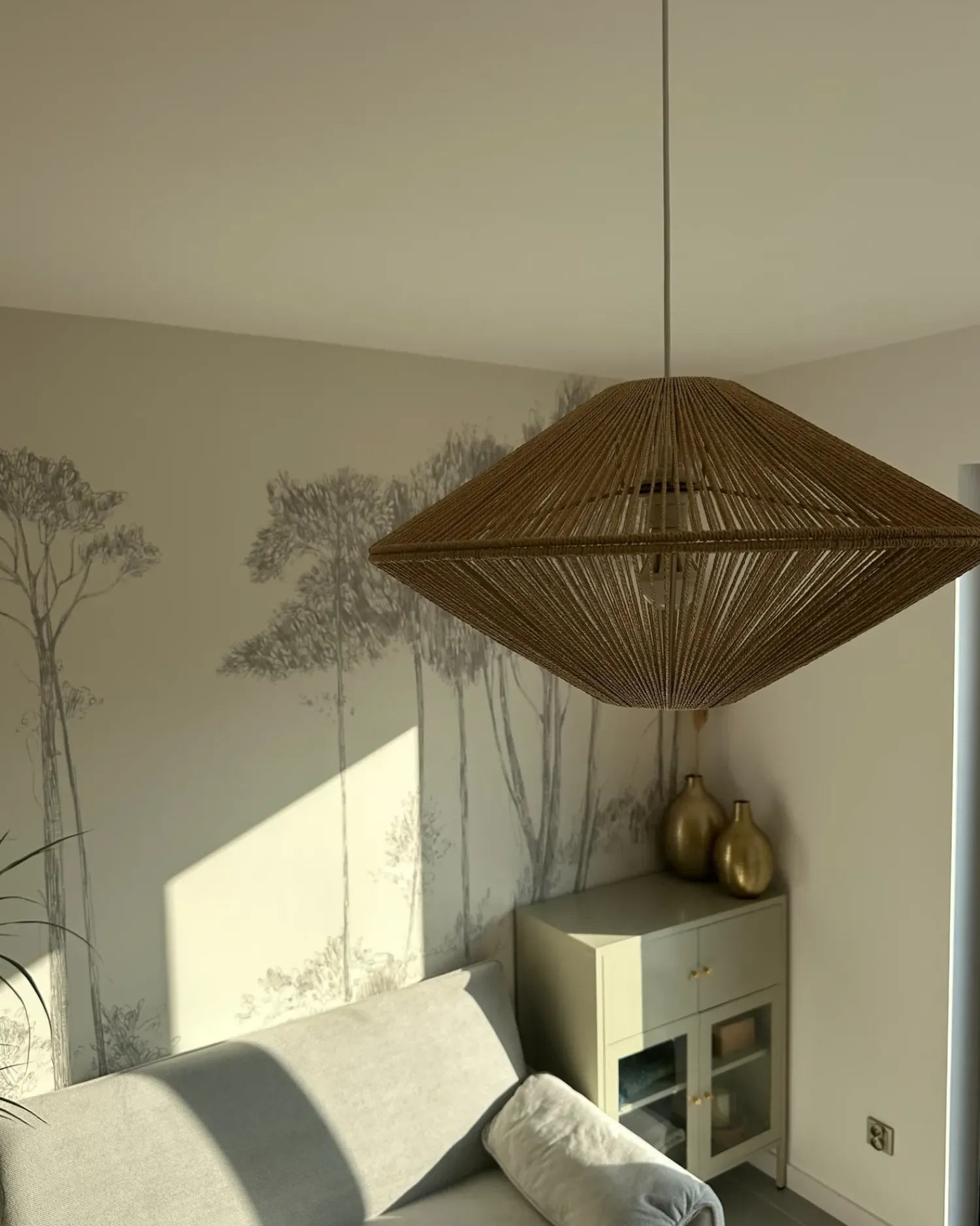 Outlet Beliani Lampadario CAVES Corda di carta Naturale Bianco Naturale