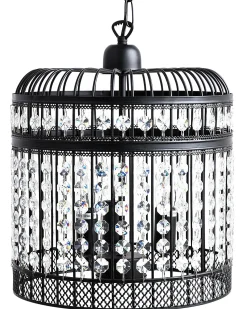 New Beliani Lampadario CELON Metallo Nero Trasparente Nero