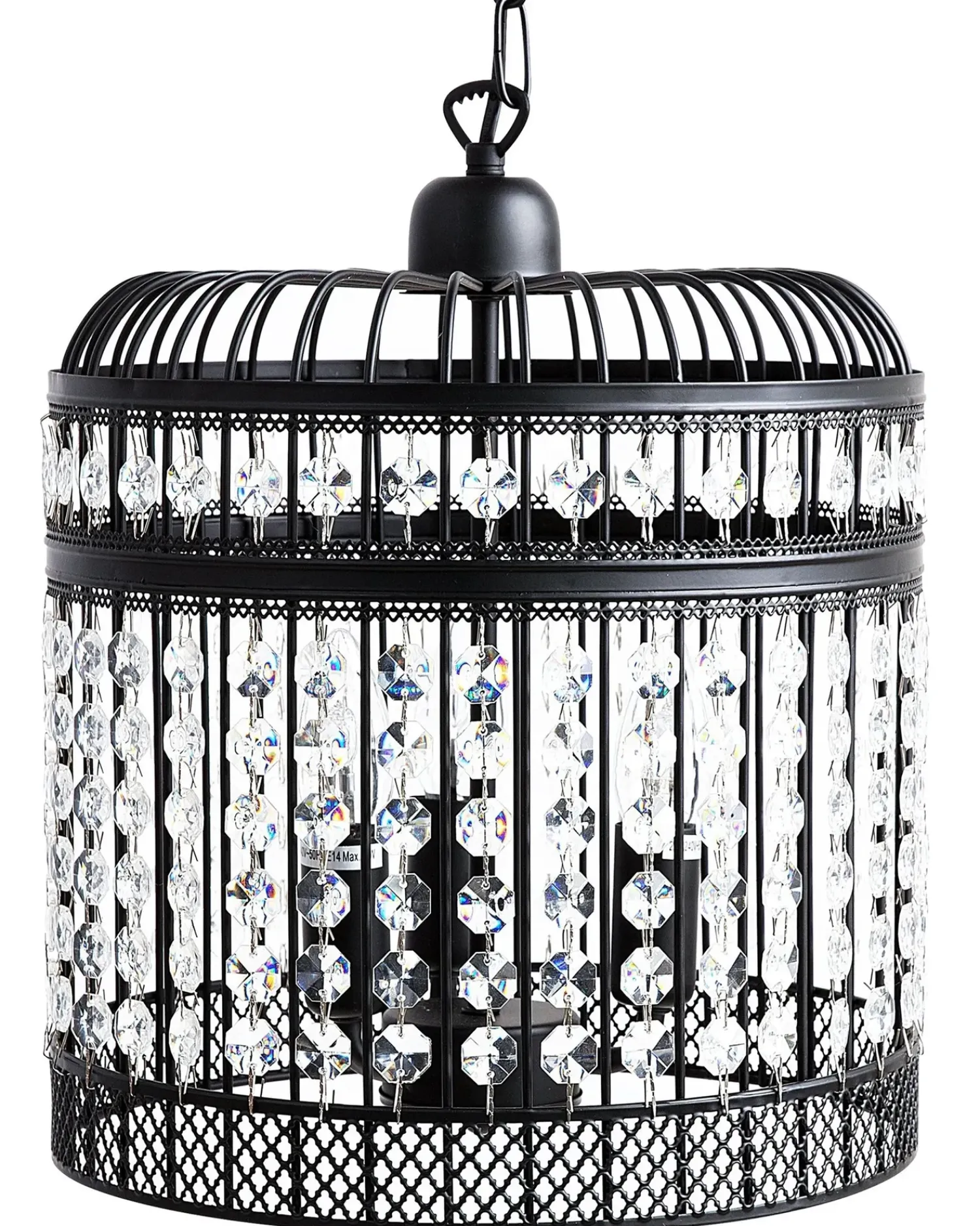 New Beliani Lampadario CELON Metallo Nero Trasparente Nero