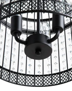 New Beliani Lampadario CELON Metallo Nero Trasparente Nero