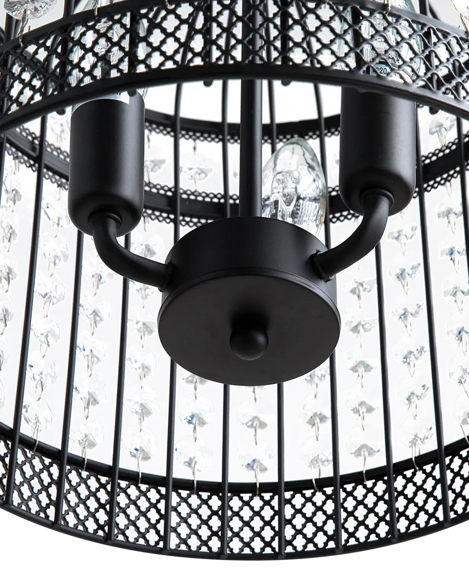 New Beliani Lampadario CELON Metallo Nero Trasparente Nero