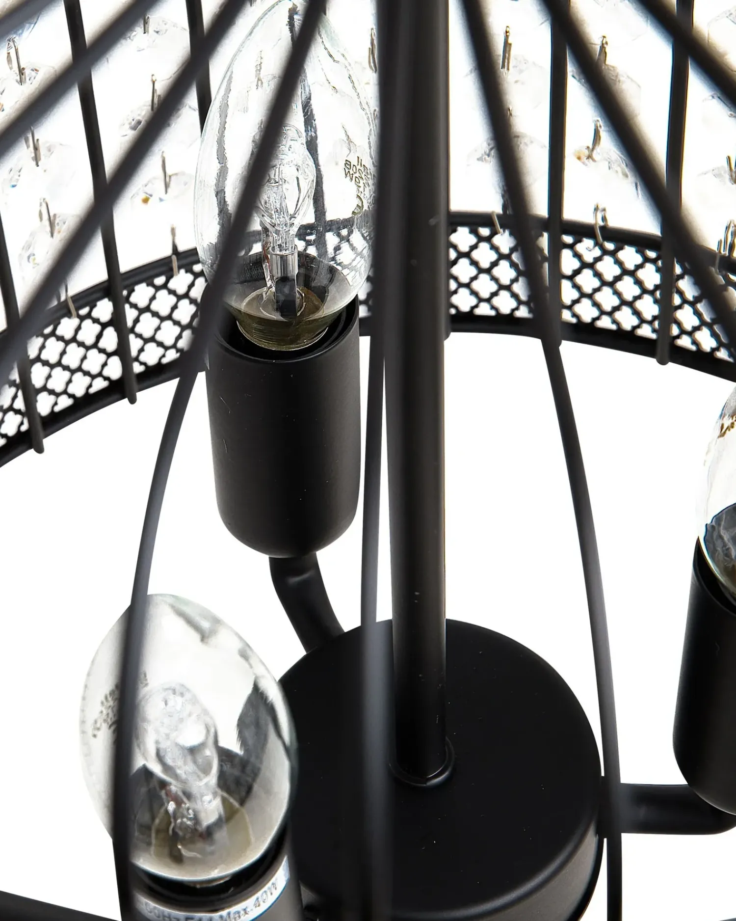 New Beliani Lampadario CELON Metallo Nero Trasparente Nero