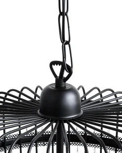 New Beliani Lampadario CELON Metallo Nero Trasparente Nero