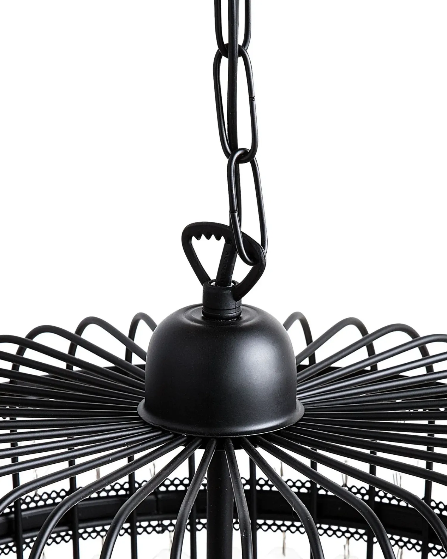 New Beliani Lampadario CELON Metallo Nero Trasparente Nero
