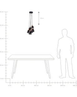Hot Beliani Lampadario CESTOS Metallo Nero Marrone Nero