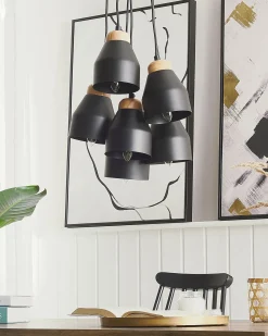 Hot Beliani Lampadario CESTOS Metallo Nero Marrone Nero