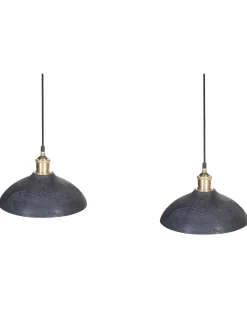 New Beliani Lampadario CHEYYAR Legno di mango Nero Nero Ottone