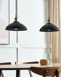 New Beliani Lampadario CHEYYAR Legno di mango Nero Nero Ottone