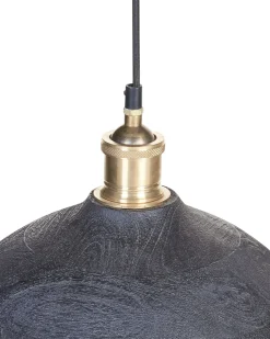 New Beliani Lampadario CHEYYAR Legno di mango Nero Nero Ottone
