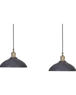 New Beliani Lampadario CHEYYAR Legno di mango Nero Nero Ottone