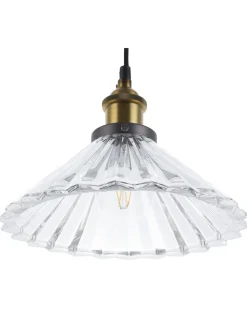 Best Beliani Lampadario COLORADO Vetro Trasparente Oro Trasparente