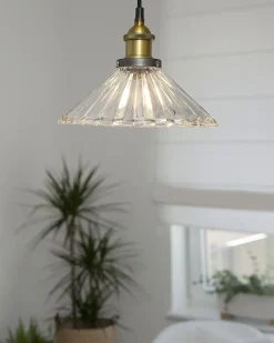 Best Beliani Lampadario COLORADO Vetro Trasparente Oro Trasparente