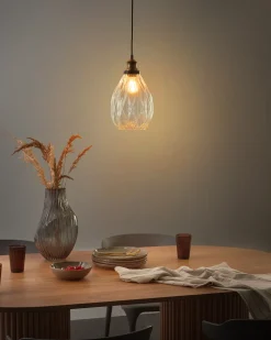 Best Beliani Lampadario COOSA Vetro Trasparente Nero Trasparente