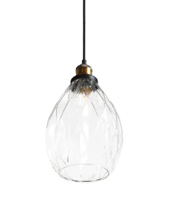 Best Beliani Lampadario COOSA Vetro Trasparente Nero Trasparente