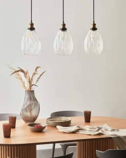 Sale Beliani Lampadario COOSA Vetro Trasparente Nero Trasparente
