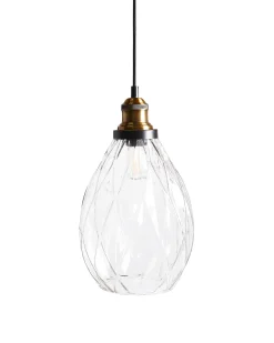 Sale Beliani Lampadario COOSA Vetro Trasparente Nero Trasparente