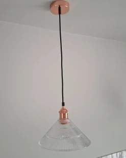 Sale Beliani Lampadario CURONE Vetro Rame Rame Trasparente