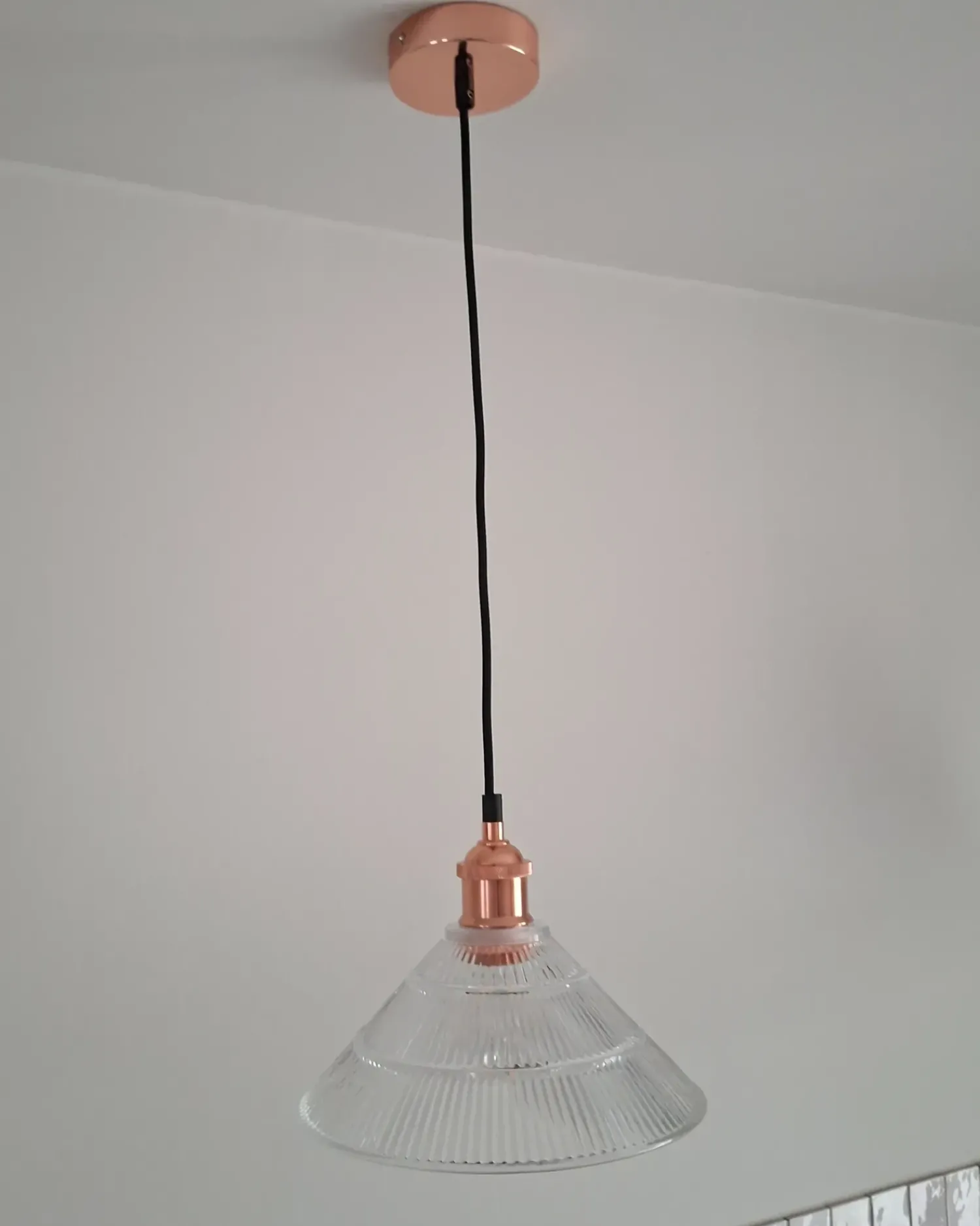 Sale Beliani Lampadario CURONE Vetro Rame Rame Trasparente