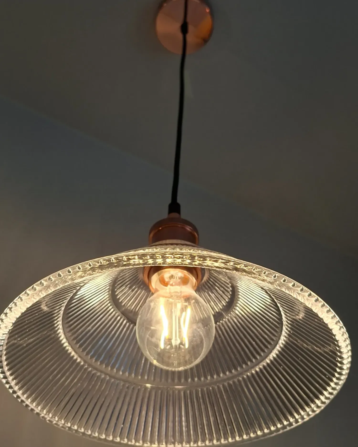 Sale Beliani Lampadario CURONE Vetro Rame Rame Trasparente