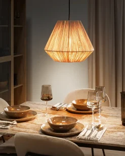 Hot Beliani Lampadario DAMIT Vimini Naturale Naturale Nero
