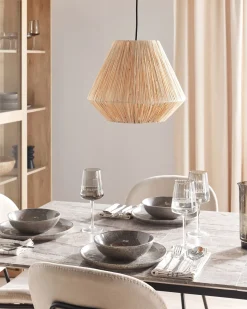 Hot Beliani Lampadario DAMIT Vimini Naturale Naturale Nero