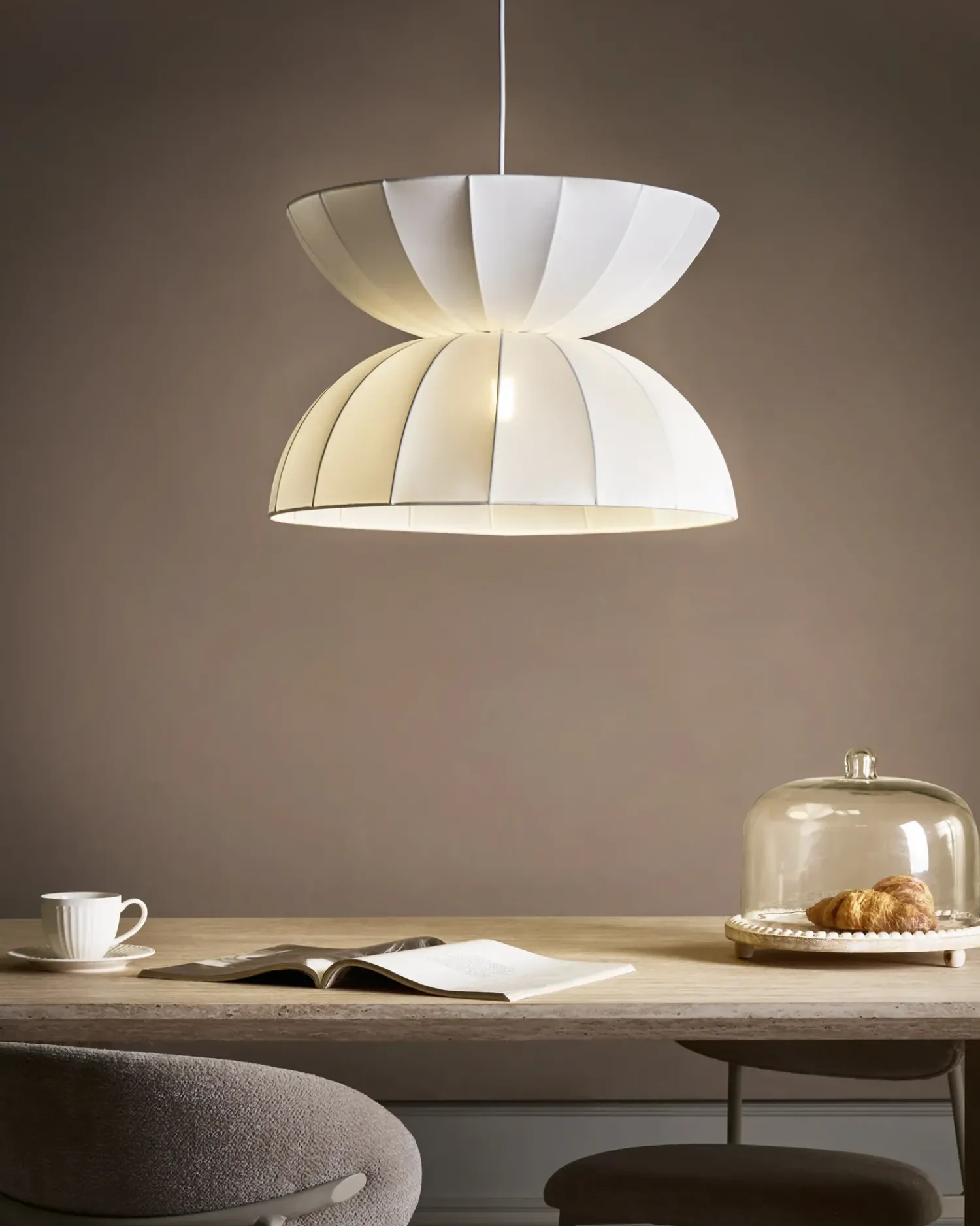 Outlet Beliani Lampadario DEBONS Finta seta Bianco