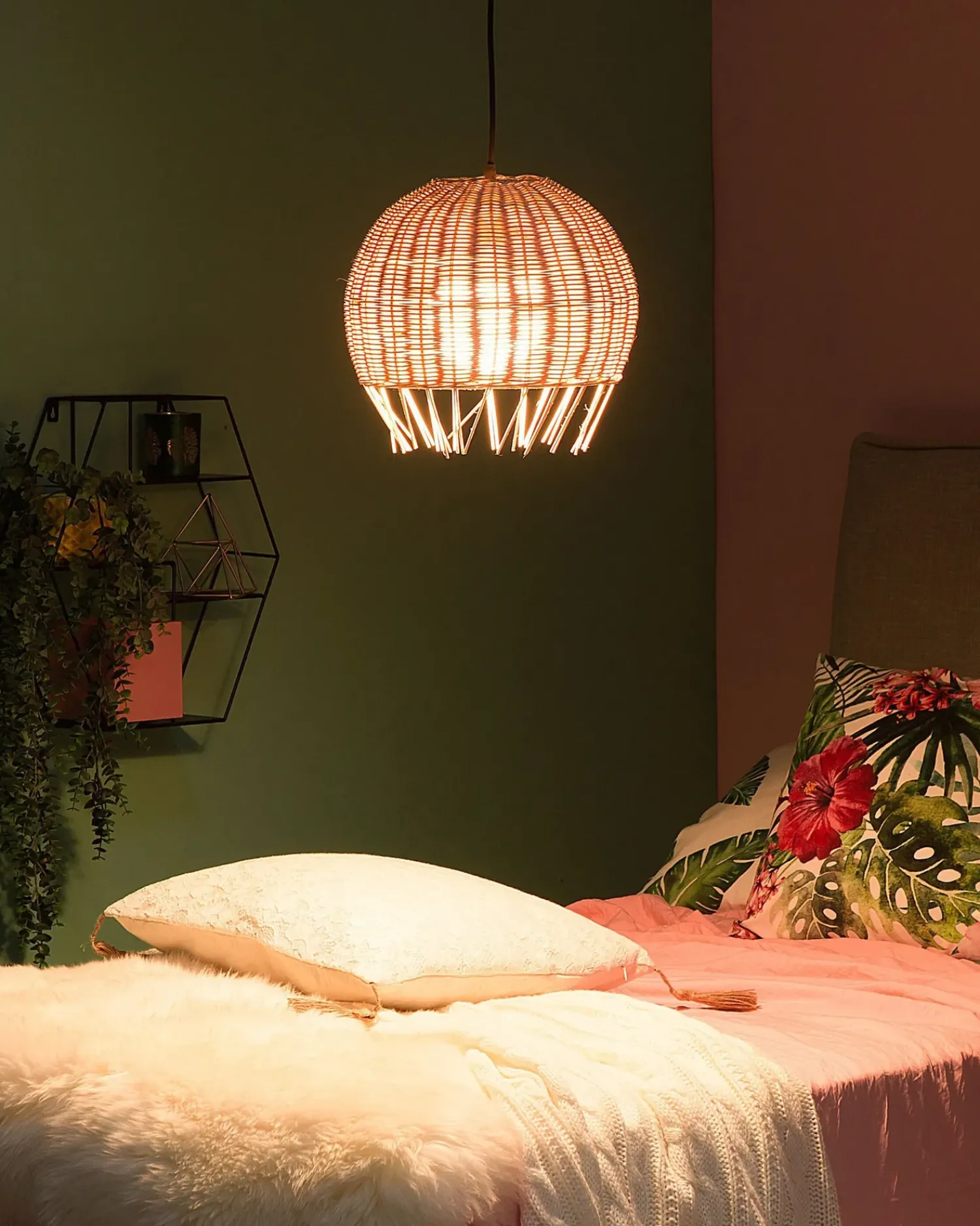 Online Beliani Lampadario DRINO Rattan Marrone chiaro Beige Naturale