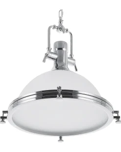 Sale Beliani Lampadario EBRON Vetro Bianco Argento Bianco