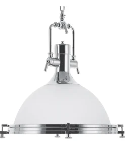 Sale Beliani Lampadario EBRON Vetro Bianco Argento Bianco
