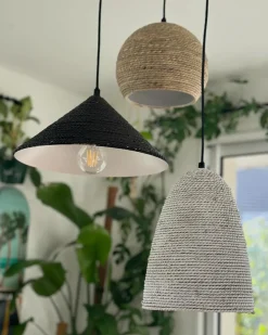Hot Beliani Lampadario ENDRICK Vimini Naturale Bianco Marrone Bianco Naturale Marrone Nero