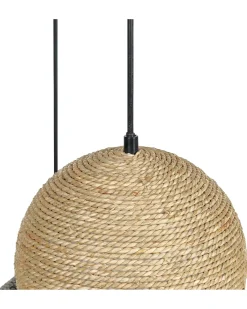 Hot Beliani Lampadario ENDRICK Vimini Naturale Bianco Marrone Bianco Naturale Marrone Nero