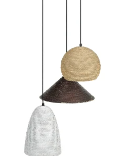 Hot Beliani Lampadario ENDRICK Vimini Naturale Bianco Marrone Bianco Naturale Marrone Nero