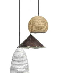Hot Beliani Lampadario ENDRICK Vimini Naturale Bianco Marrone Bianco Naturale Marrone Nero