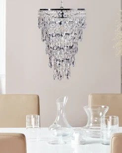 Best Beliani Lampadario ENTWASH Metallo Argento Trasparente Argento