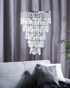 Best Beliani Lampadario ENTWASH Metallo Argento Trasparente Argento