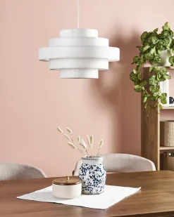 New Beliani Lampadario EREBATO Lino sporco Bianco