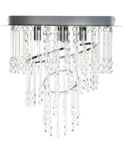 Outlet Beliani Lampadario ESMELLE L Cristallo Argento Argento Trasparente