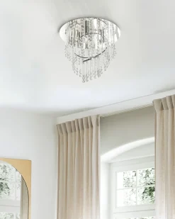 Outlet Beliani Lampadario ESMELLE L Cristallo Argento Argento Trasparente